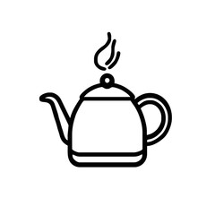 Line Drawing of a Teapot with a Lid and Steam
