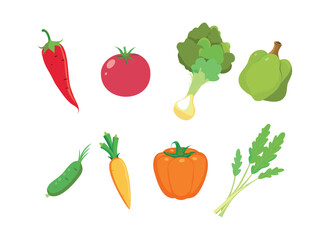 Colorful Cartoon Vegetable Set Illustration for Healthy Eating and Nutrition