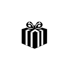Obraz premium Simple Black and White Gift Box Icon 