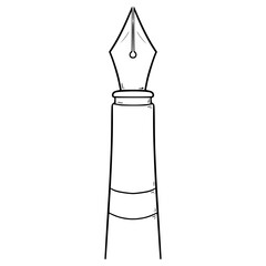 fountain pen close up view illustration hand drawn outline vector