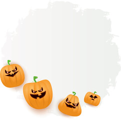 Halloween web white grunge cartoon Banner or poster with Halloween scary pumpkins isolated on transparent background . Funky kids Halloween png banner with space for greeting text or sale
