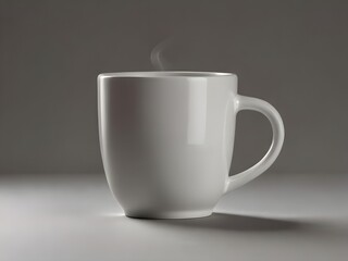 Obraz premium Minimalist white coffee cup mockup with a handle, isolated on a transparent background