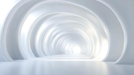 Obraz premium Abstract white tunnel leading to a bright light.