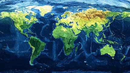 Obraz premium Detailed World Map with Continents,Oceans,and Vibrant Colors