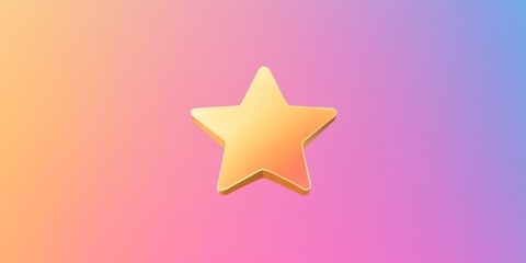 Obraz premium A minimal gold star icon, floating above a colorful gradient background, creating an enchanting atmosphere for celebration