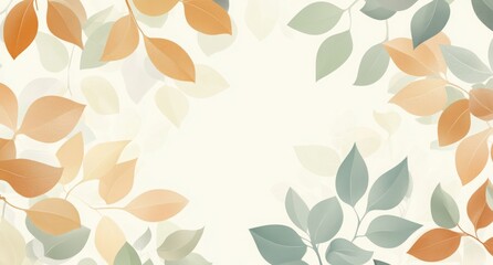 Watercolor leaves in neutral tones, abstract background