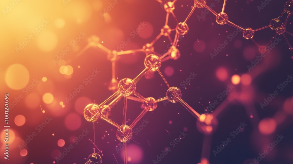 Leinwandbilder Abstract representation of molecular structures and chemical compositions illuminated by soft light against a blurred background. Generative AI