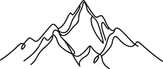 Obraz premium continuous one line art drawing of mountain vector art illustration