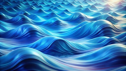 Fototapeta premium Vibrant blue undulating waves form a mesmerizing abstract backdrop, evoking a sense of calmness and serenity, perfect