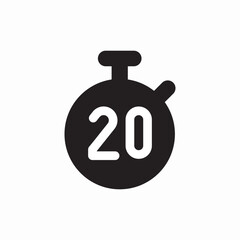 20 minute time stopwatcher icon sign vector