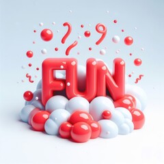 Fun text design. 3D soft jelly rounded typographic composition