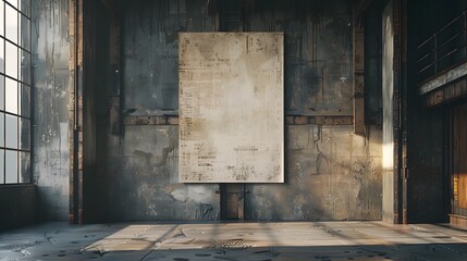 Empty Abandoned Industrial Space with a Canvas