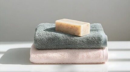Soft,Plush Towels and Toiletry Items Arrangement on Bathroom Counter