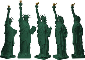 Vector sketch illustration of silhouette design of famous statue in America as a symbol of freedom 