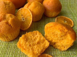 Juicy and flavorful orange muffins. festive pastries, delicious desserts