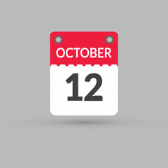 October 12 calendar Date, Month icon vector illustrator