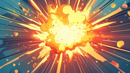 Boom comic background with lightning and explosion cartoon effects. cartoons. Illustrations
