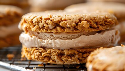 Fototapeta premium Delicious Ice Cream Sandwich with Crunchy Cookies