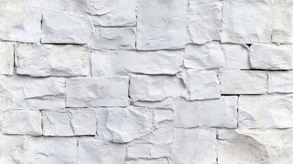 White brick wall texture background with rough surface.