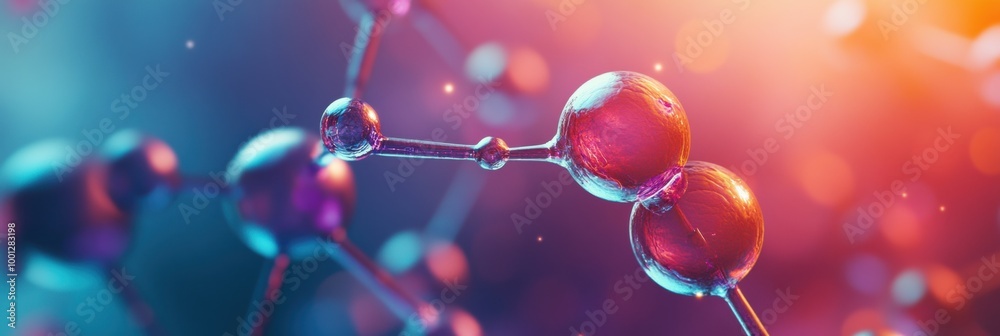 Fototapete Colorful abstract design featuring molecules and chemical structures, illustrating connections and interactions at a microscopic level