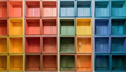 Stacks of empty colorful boxes