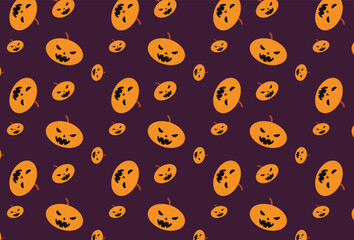 Halloween seamless pattern design with pumpkin. Vector illustration