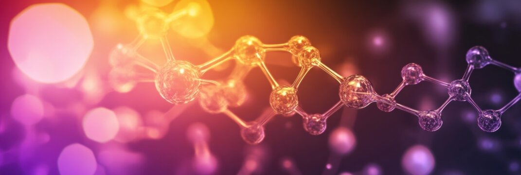 Stunning abstract background featuring colorful molecules and intricate chemical structures in a vibrant cosmic atmosphere. Generative AI - Powered by Adobe