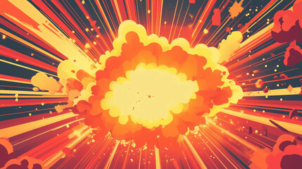 Boom comic background with lightning and explosion cartoon effects. cartoons. Illustrations
