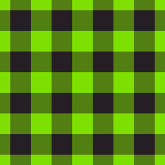 Halloween neon green black buffalo check Raster Patter. Classic vertical tablecloth gingham plaid checker seamless pattern.