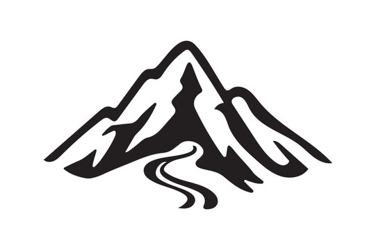 recommend clip art: A vector illustration of a mountain with a central track silhouette against a white backdrop.
