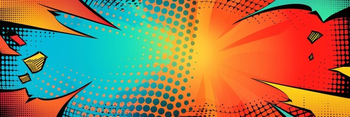 Naklejka premium Colorful comic book style background with a dotted pattern.