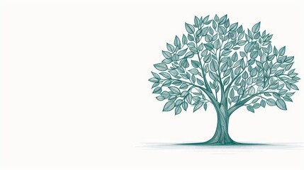 Fototapeta premium Simple illustration of a blue tree on a white background.