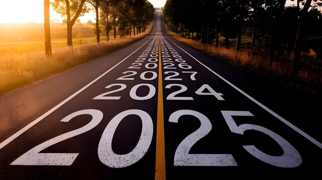 Road to 2025   New Year s Resolution  Future  Success  Goal  Journey