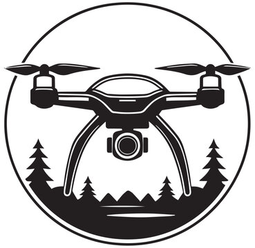 recommend clip art: 浮遊する偵察ドローンの白黒アイコン_01