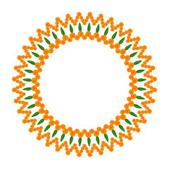Obraz premium Orange Marigold floral mandala border festive clipart, diwali, dussehra, wedding and traditional occasion frame