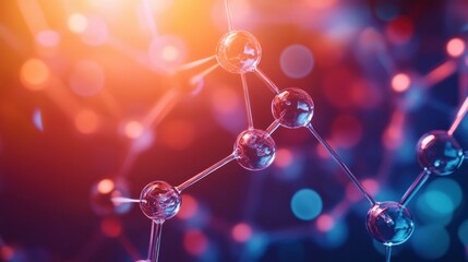 Abstract visualization of molecular structures and chemical bonds in vibrant colors for scientific exploration. Generative AI