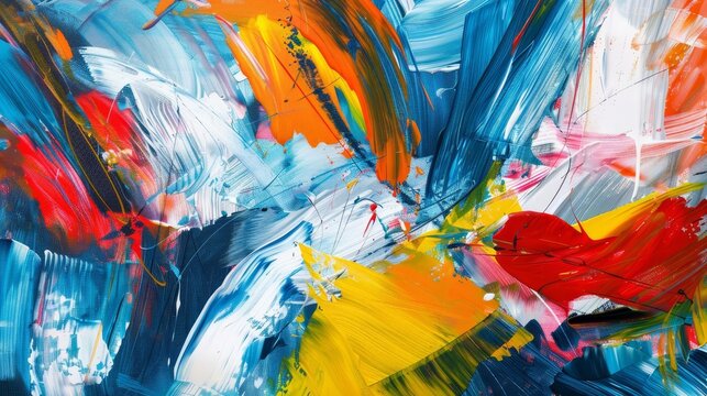 Abstract colorful acrylic painting with bold brushstrokes.