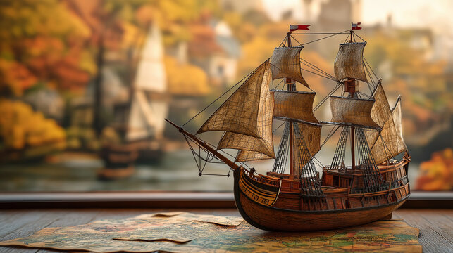 Columbus Day Educational Quiz, promoting a fun quiz about Columbus' journey, with copy space, Columbus Day