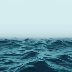 Fototapeta premium Ocean waves, foggy horizon, drifting mist, 3D illustration