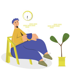 Man enjoying coffeillustration vector design of man holding a glass of coffeee