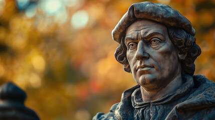 Columbus Portrait, a close-up of a famous portrait of Christopher Columbus, with copy space, Columbus Day