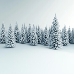Obraz premium Winter scene, foggy snow-capped trees, soft haze, 3D illustration