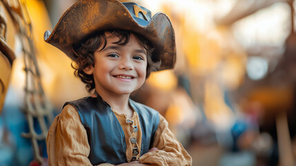 Columbus Day Family Activities, promoting family-friendly events and crafts, with copy space, Columbus Day