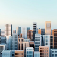 Fototapeta premium Modern skyline with various architectural designs under a clear sky.