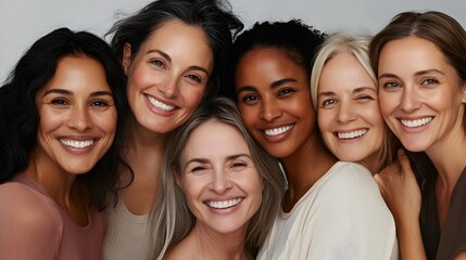 Diverse group of happy,smiling women celebrating diversity and friendship