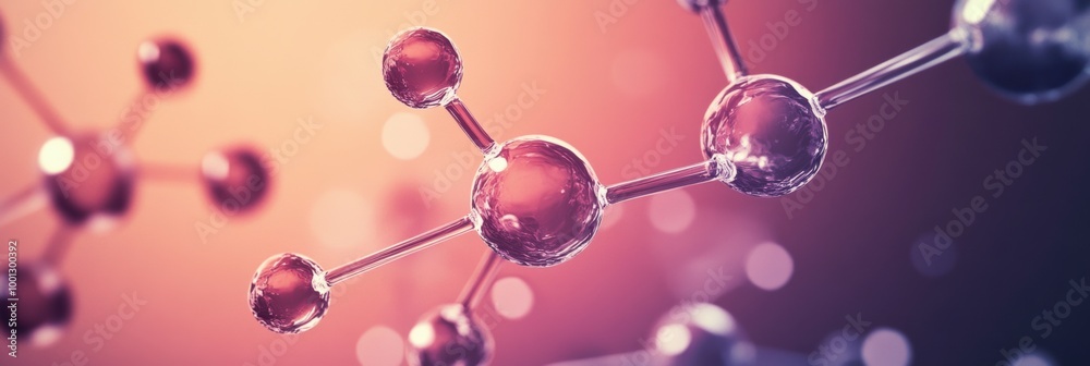 Poster abstract representation of molecules and chemical structures set against a vibrant background showca