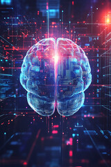 Obraz premium Digital Creativity Explored Abstract Brain of Artificial Intelligence