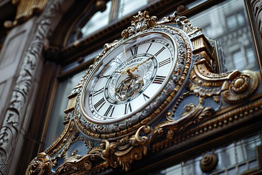 A large clock with Roman numerals on it