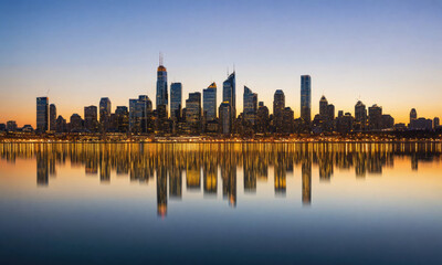 Obraz premium The Seattle skyline reflects in the water at sunrise