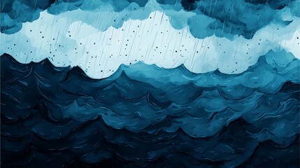 Obraz premium A serene abstract depiction of ocean waves in various shades of blue, creating a tranquil and captivating visual effect.